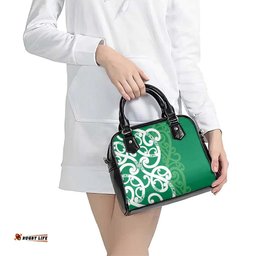 Pounamu Green Maori Shoulder Handbag Koru Kowhaiwhai LT7