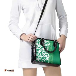 Pounamu Green Maori Shoulder Handbag Koru Kowhaiwhai LT7