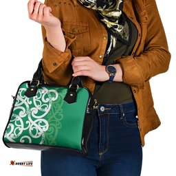 Pounamu Green Maori Shoulder Handbag Koru Kowhaiwhai LT7