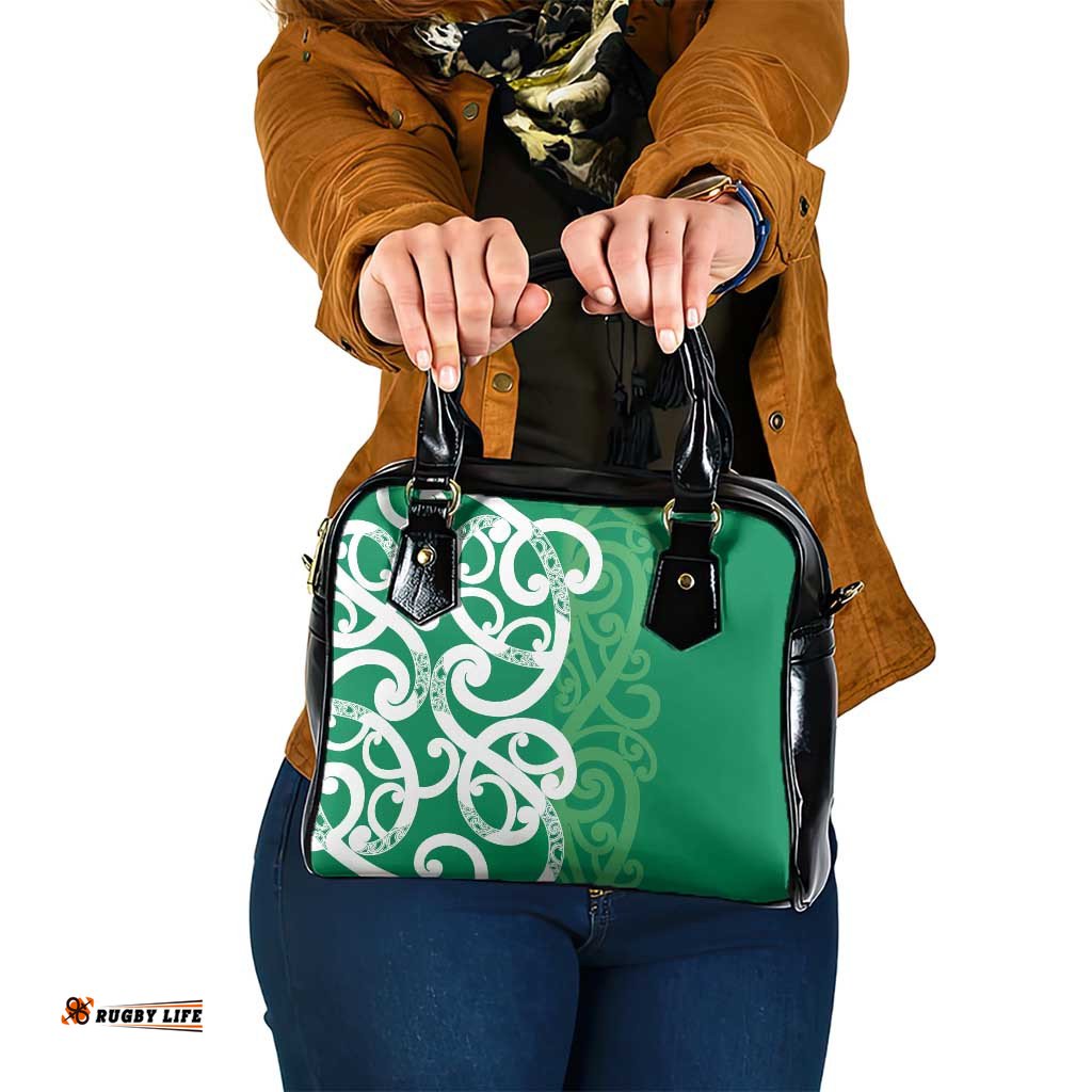 Pounamu Green Maori Shoulder Handbag Koru Kowhaiwhai LT7