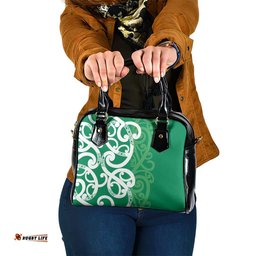 Pounamu Green Maori Shoulder Handbag Koru Kowhaiwhai LT7