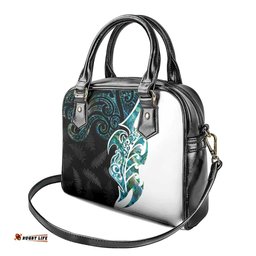 Proud Aotearoa Shoulder Handbag Maori Silver Fern Mix Paua Shell Pattern LT14