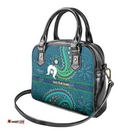Torres Strait Islands Shoulder Handbag Dhari Emblem Vibrant Teal Indigenous TS04