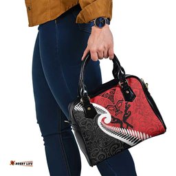 Silver Fern Koru Swirls with Maori Ta Moko Shoulder Handbag LT9