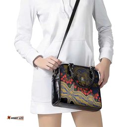 West Coast Eagles ANZAC Day Shoulder Handbag Indigenous Dot Art with Poppy Flower Tribute TS04