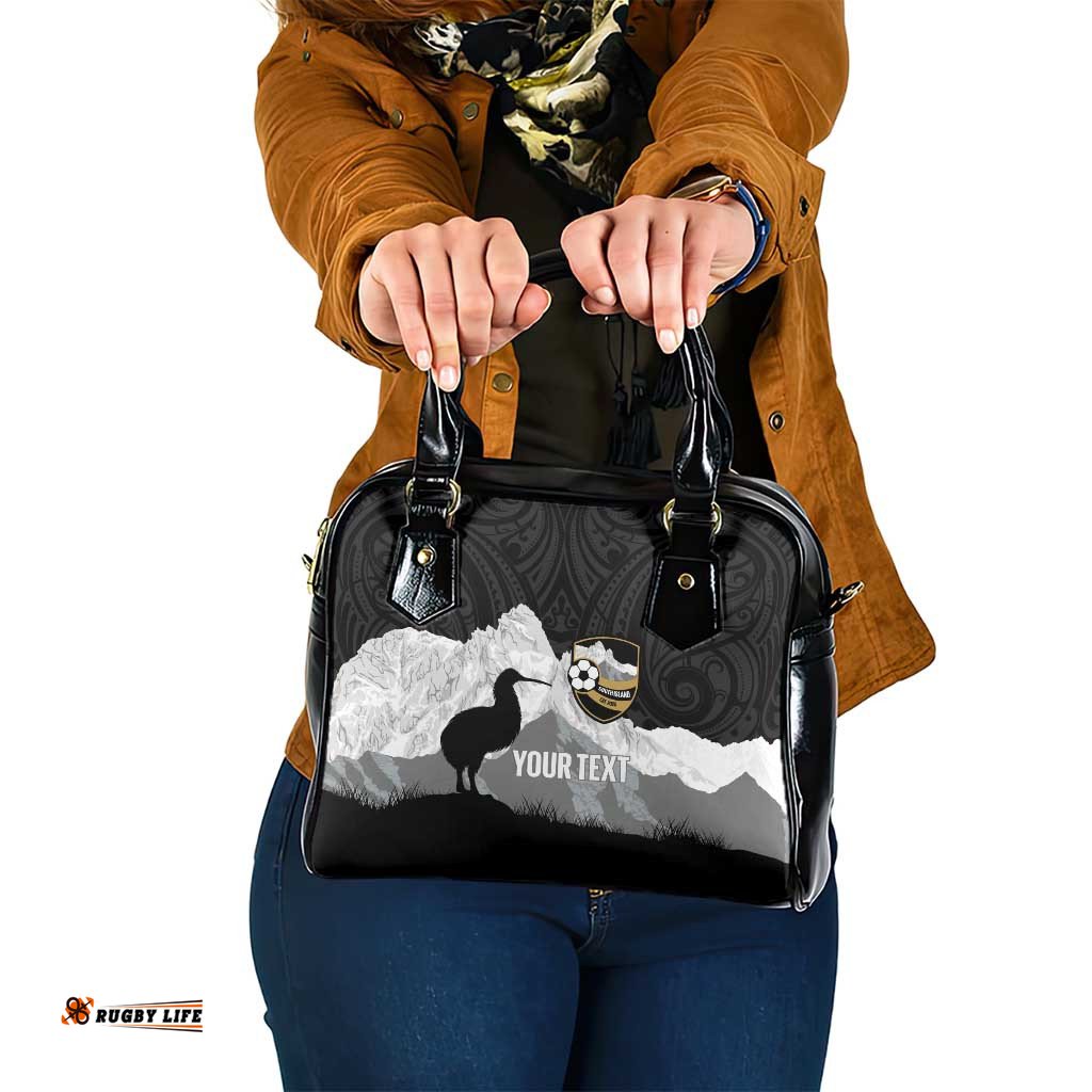 New Zealand South Island Football Custom Shoulder Handbag Aoraki Mount Cook With Kiwi Maori Pattern LT14