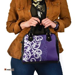 Violet Green Maori Shoulder Handbag Koru Kowhaiwhai LT7
