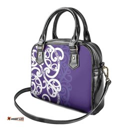 Violet Green Maori Shoulder Handbag Koru Kowhaiwhai LT7