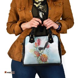 Willie wagtail Australia Shoulder Handbag Banksia Bottlebrushes Watercolor Stylized LT14