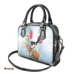 Willie wagtail Australia Shoulder Handbag Banksia Bottlebrushes Watercolor Stylized LT14