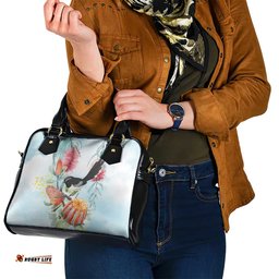 Willie wagtail Australia Shoulder Handbag Banksia Bottlebrushes Watercolor Stylized LT14