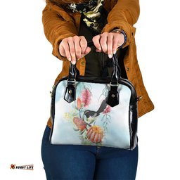 Willie wagtail Australia Shoulder Handbag Banksia Bottlebrushes Watercolor Stylized LT14
