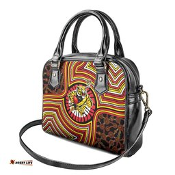 Richmond Football Club Shoulder Handbag Indigenous Monochrome Dot Art Mascot Style TS04