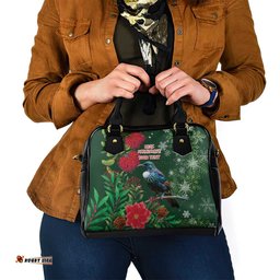 Tui Meri Kirihimete Personalised Shoulder Handbag Pohutukawa Flowers Green Motif LT9
