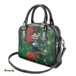 Tui Meri Kirihimete Personalised Shoulder Handbag Pohutukawa Flowers Green Motif LT9