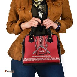 Toitu Te Tiriti Waitangi Shoulder Handbag Red Wharenui House LT9