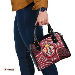 St Kilda Football Club Shoulder Handbag Indigenous Monochrome Dot Art Mascot Style TS04