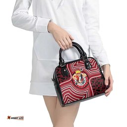 St Kilda Football Club Shoulder Handbag Indigenous Monochrome Dot Art Mascot Style TS04