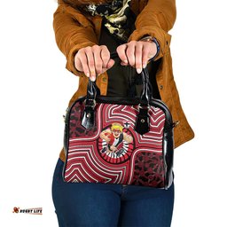 St Kilda Football Club Shoulder Handbag Indigenous Monochrome Dot Art Mascot Style TS04