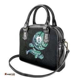 Whale and Dhari Torres Strait Islands Shoulder Handbag Deep Green Oceanic Tribal Pattern Art TS04