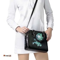 Whale and Dhari Torres Strait Islands Shoulder Handbag Deep Green Oceanic Tribal Pattern Art TS04