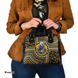 West Coast Eagles Shoulder Handbag Indigenous Monochrome Dot Art Mascot Style TS04