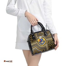 West Coast Eagles Shoulder Handbag Indigenous Monochrome Dot Art Mascot Style TS04