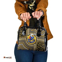 West Coast Eagles Shoulder Handbag Indigenous Monochrome Dot Art Mascot Style TS04