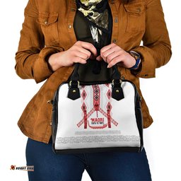 Toitu Te Tiriti Waitangi Shoulder Handbag White Wharenui House LT9
