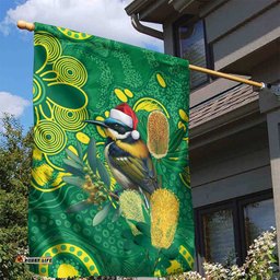 Aussie Honeyeaters Banksia Christmas Garden Flag Aboriginal Dots Painting Green Motif LT9