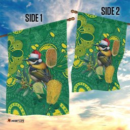 Aussie Honeyeaters Banksia Christmas Garden Flag Aboriginal Dots Painting Green Motif LT9