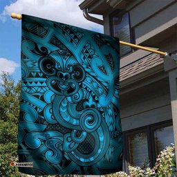 Aotearoa Maori Hei Tiki Garden Flag Kikorangi Kowhaiwhai Puhoro Motif LT9