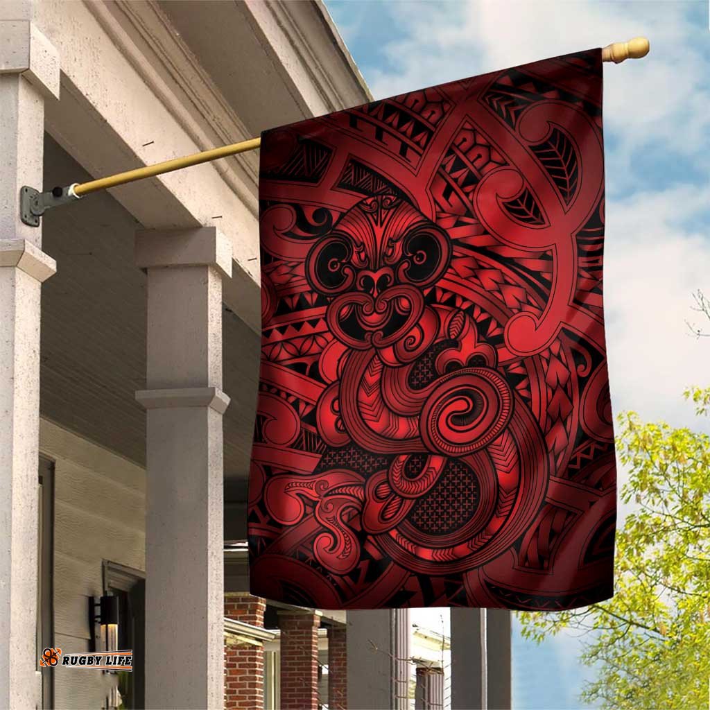 Aotearoa Maori Hei Tiki Garden Flag Whero Kowhaiwhai Puhoro Motif LT9