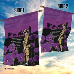 ANZAC Soldier and War Animals Garden Flag We Will Remember Them LT15