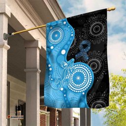 Australia Autism Awareness Month Garden Flag Indigenous Lizard With Blue Ribbon LT14