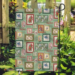 Aussie Birds Christmas La La Land Garden Flag Green Vintage Stamp Edition LT9