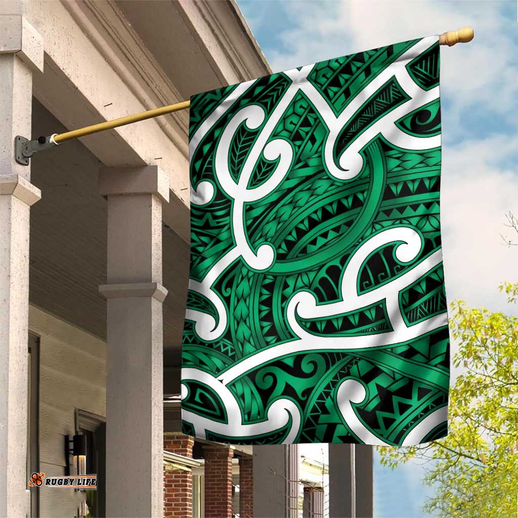 Aotearoa Maori Kowhaiwhai Garden Flag Kakariki Puhoro and Patiki LT9