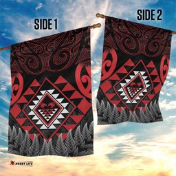 Aotearoa Kiwi Taniko Garden Flag Silver Fern With Maori Koru Pattern LT14