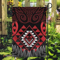Aotearoa Kiwi Taniko Garden Flag Silver Fern With Maori Koru Pattern LT14
