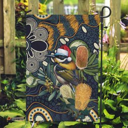 Aussie Honeyeaters Banksia Christmas Garden Flag Aboriginal Dots Painting Blue Motif LT9