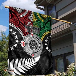 Aotearoa and Cook Islands Mo Te Tiriti Garden Flag New Zealand Honour The Treaty Ake!Ake!Ake! LT9