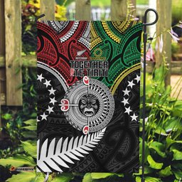Aotearoa and Cook Islands Mo Te Tiriti Garden Flag New Zealand Honour The Treaty Ake!Ake!Ake! LT9