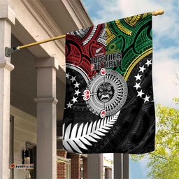 Aotearoa and Cook Islands Mo Te Tiriti Garden Flag New Zealand Honour The Treaty Ake!Ake!Ake! LT9