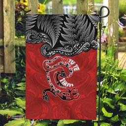 Aotearoa Toitu Te Tiriti Garden Flag Taniwha Tribal Motifs LT03