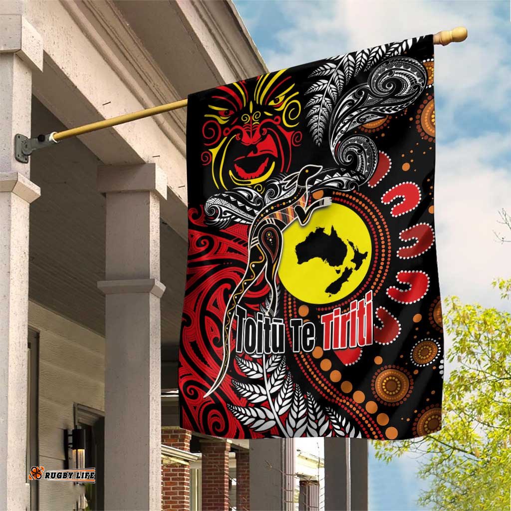 Aotearoa and Australia Toitu Te Tiriti Garden Flag Honour the Treaty - Stand Together Stand Stronger LT03