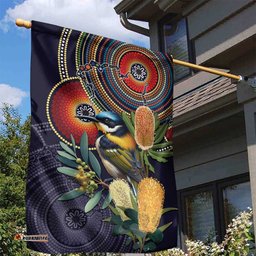 Aussie Honeyeaters Banksia Flowers Garden Flag Aboriginal Dots Painting LT9