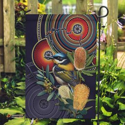 Aussie Honeyeaters Banksia Flowers Garden Flag Aboriginal Dots Painting LT9
