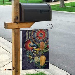 Aussie Honeyeaters Banksia Flowers Garden Flag Aboriginal Dots Painting LT9