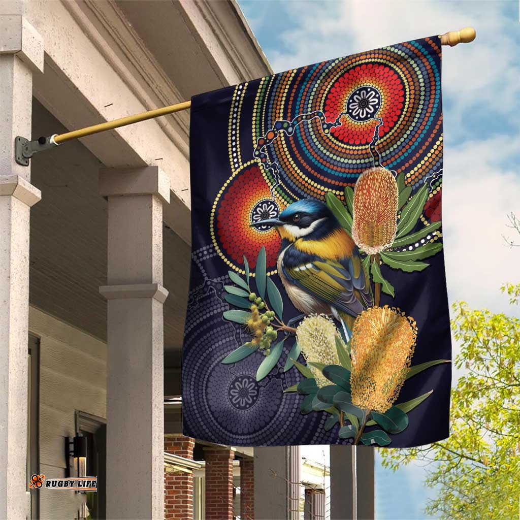 Aussie Honeyeaters Banksia Flowers Garden Flag Aboriginal Dots Painting LT9