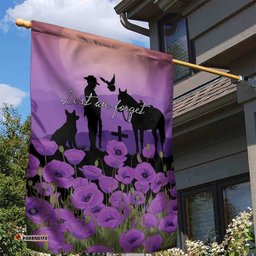 Australia ANZAC Animal Heroes Garden Flag Purple Poppies LT7